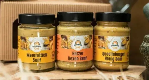 Geschenk - Set „Mama & Papa“ – plastikfrei verpackte Senf - Genüsse aus Quedlinburg - senf - shop.com