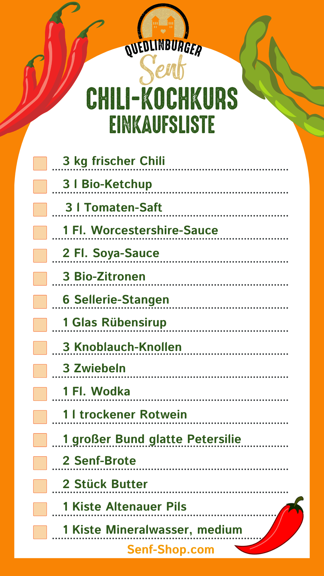 Buchung: Chili - Kochkurs - senf - shop.com